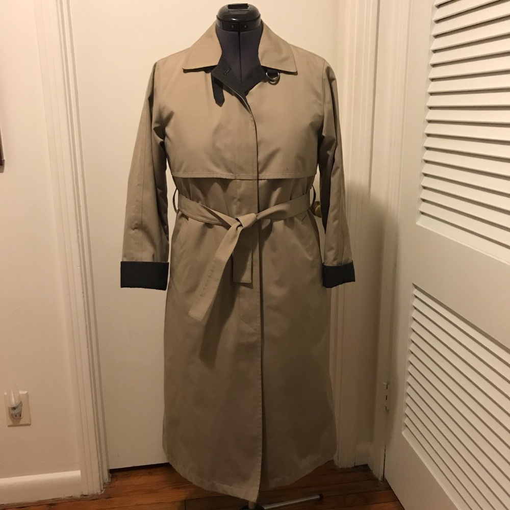 Women’s London Fog Beige & Black Trench Coat Sz 6P